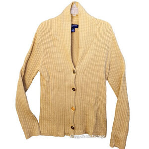 HP Vintage Jones New York Shawl Collar Metallic‎ Cable Knit Cardigan Sweater